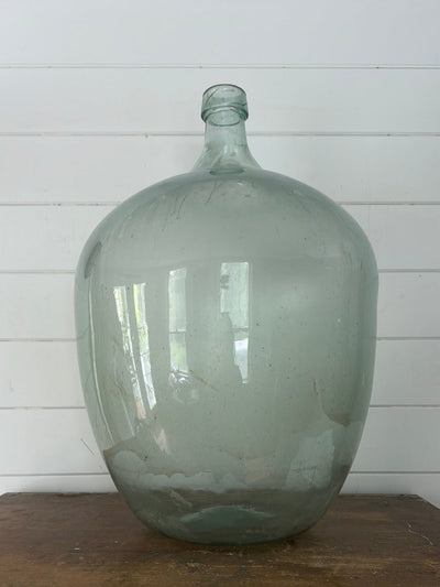 Vintage Glass Bottleneck Jug - Blue - Diamonds & Rust