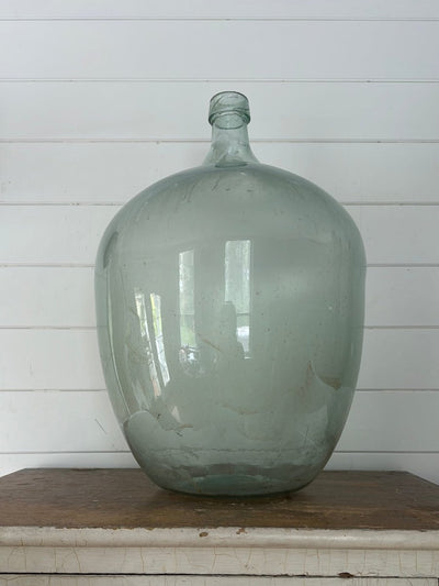 Vintage Glass Bottleneck Jug - Blue - Diamonds & Rust