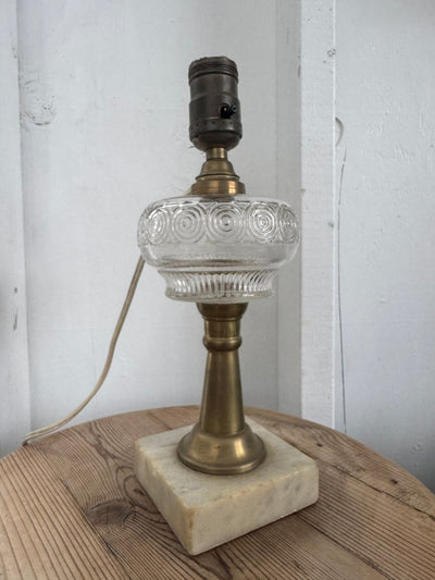 Vintage Glass Globe Table Lamp 12” Tall - Diamonds & Rust