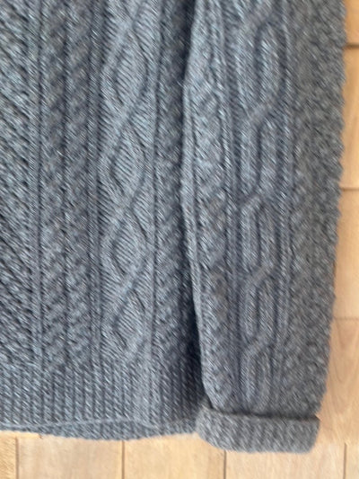 Vintage Hand Knit ARAN Wool Sweater - Dark Oatmeal - Diamonds & Rust