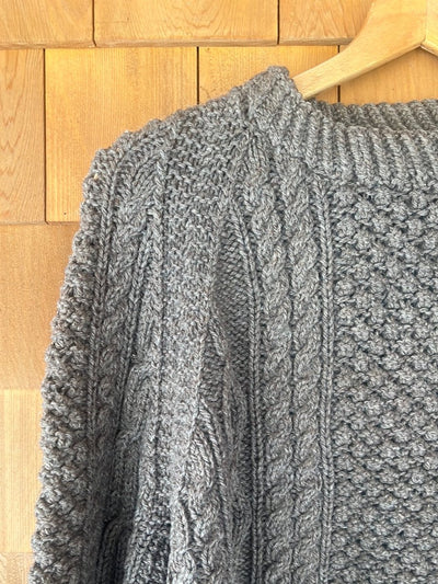 Vintage Hand Knit ARAN Wool Sweater - Dark Oatmeal - Diamonds & Rust