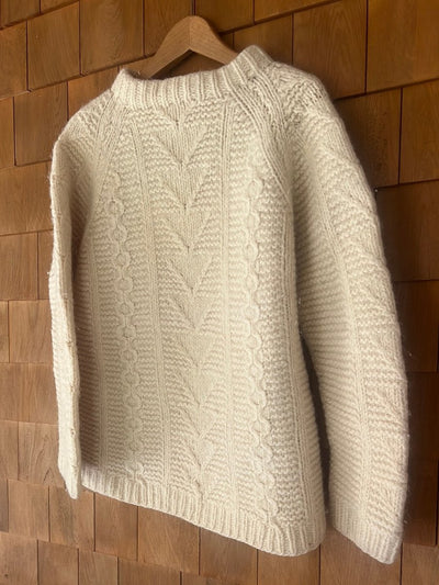 Vintage Hand Knit Fisherman's Wool Sweater - Diamonds & Rust