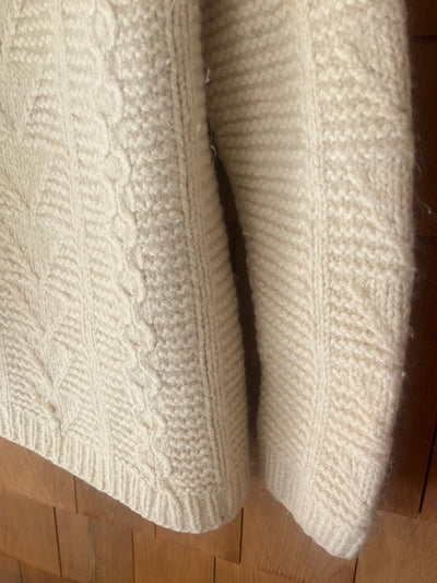 Vintage Hand Knit Fisherman's Wool Sweater - Diamonds & Rust