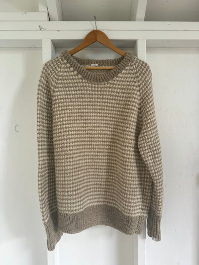 Vintage Hand Knit Sweater - Oatmeal + Ivory - Diamonds & Rust