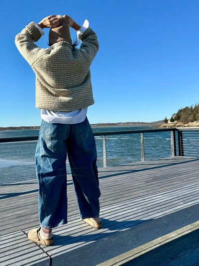 Vintage Hand Knit Sweater - Oatmeal + Ivory - Diamonds & Rust