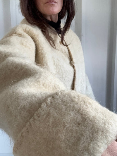 Vintage Hand Stitched Wool Coat - Diamonds & Rust