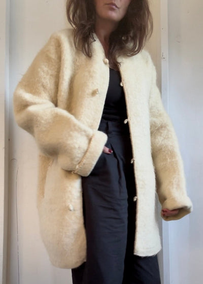 Vintage Hand Stitched Wool Coat - Diamonds & Rust