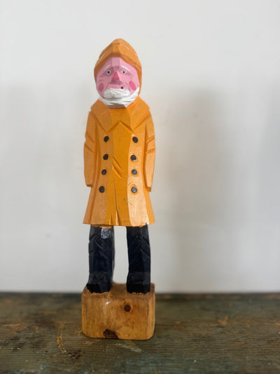 Vintage Handcarved Fisherman - Yellow - Diamonds & Rust