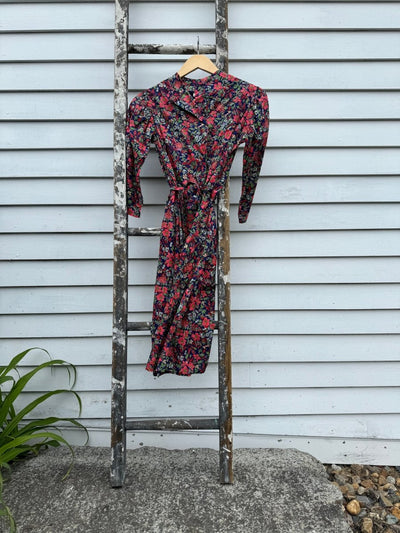 Vintage Handmade Floral Dress - Diamonds & Rust