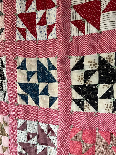 Vintage Handmade Quilt - Triangles - Diamonds & Rust