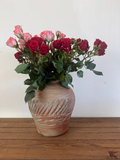 Vintage Handmade Terracotta Vase - Diamonds & Rust
