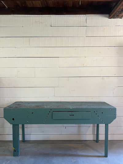 Vintage Industral Workbench - Painted Blue - Diamonds & Rust