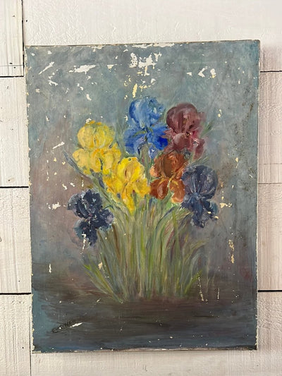 Vintage Iris Painting - Diamonds & Rust