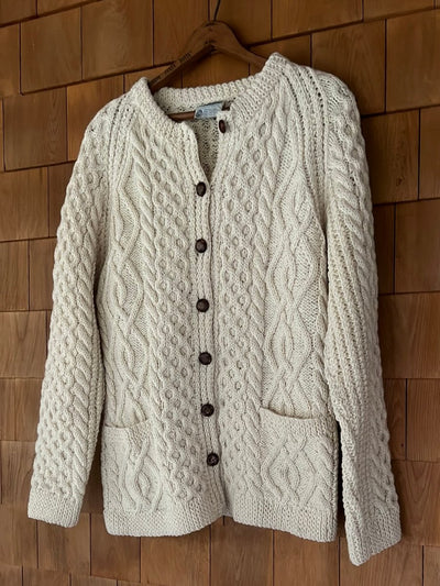 Vintage Irish Cottage Cardigan Sweater - Diamonds & Rust
