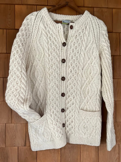 Vintage Irish Cottage Cardigan Sweater - Diamonds & Rust