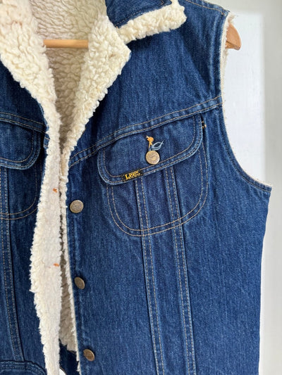 Vintage Lee Denim + Sherling Vest - Diamonds & Rust