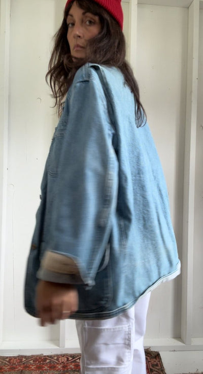 Vintage LL Bean Denim Barn Coat - Blanket Lined - Diamonds & Rust