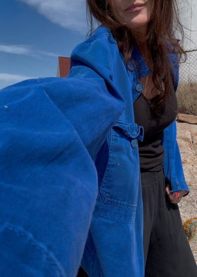 Vintage Painters Chore Coat - Bright Blue - Diamonds & Rust