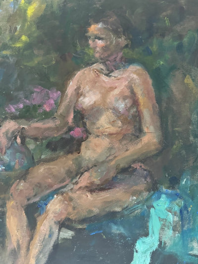 Vintage Painting: Woman + Flowers - Diamonds & Rust