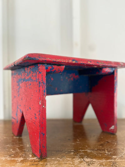 Vintage Red Step Stool - Diamonds & Rust