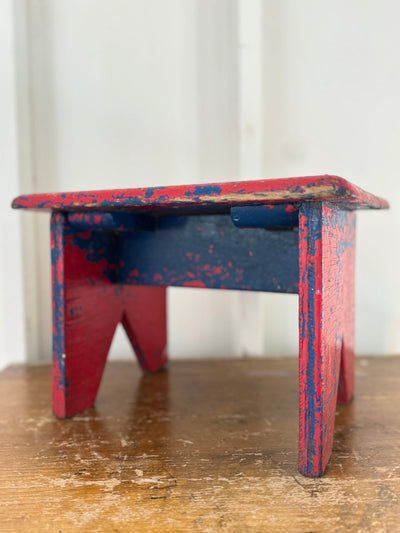 Vintage Red Step Stool - Diamonds & Rust