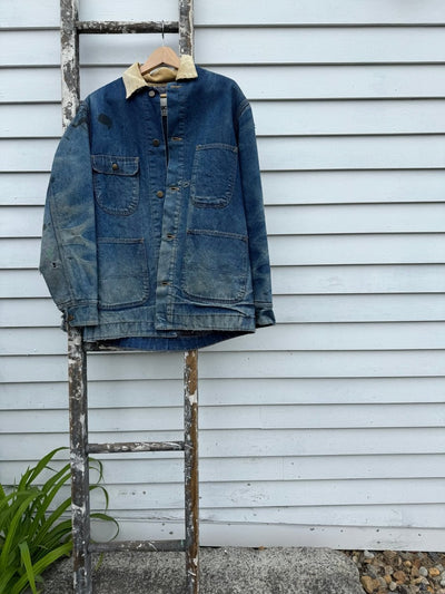 Vintage Roebucks Blanket Lined Denim Chore Coat - Diamonds & Rust