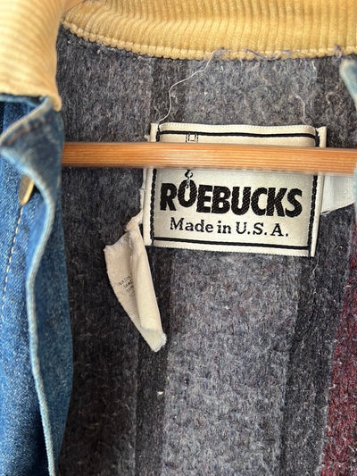 Vintage Roebucks Blanket Lined Denim Chore Coat - Diamonds & Rust