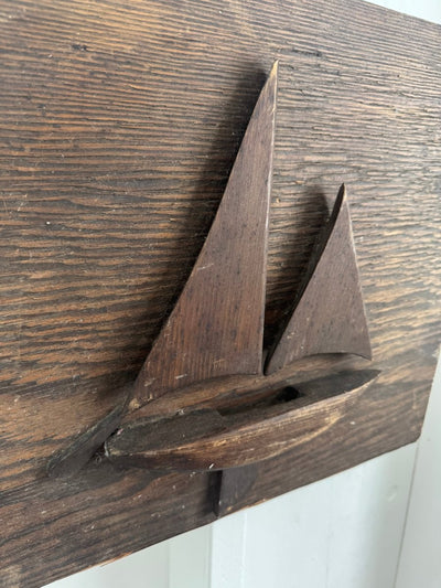 Vintage Sailboat Folk Art - Diamonds & Rust