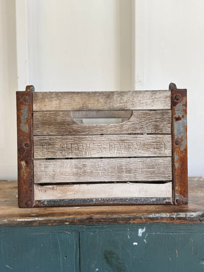 Vintage Shaw’s Dairy Wood Crate - Diamonds & Rust