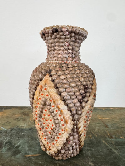 Vintage Shell Encrusted Vase - Diamonds & Rust