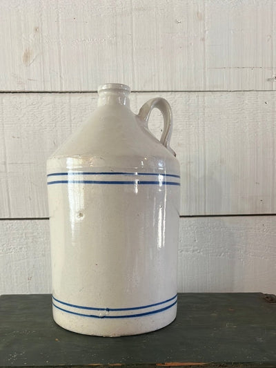 Vintage Stoneware Jug - Blue Stripes - Diamonds & Rust