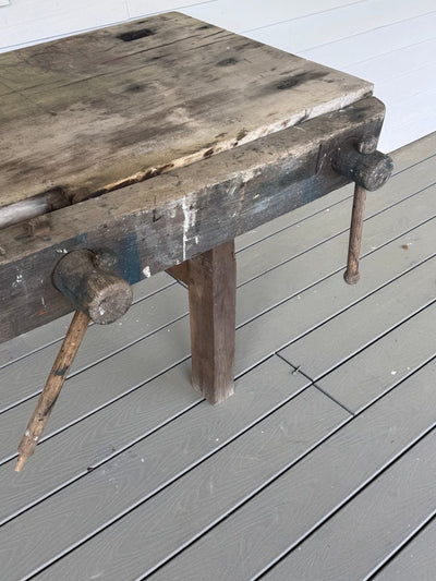 Vintage Tree Slab Workbench - Diamonds & Rust