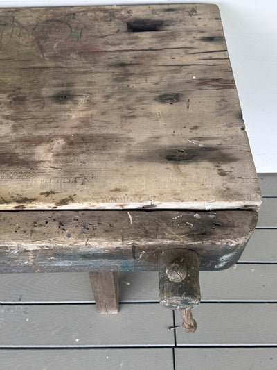 Vintage Tree Slab Workbench - Diamonds & Rust