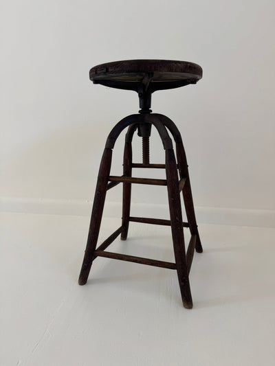 Vintage Wood Swivel Stool - Diamonds & Rust