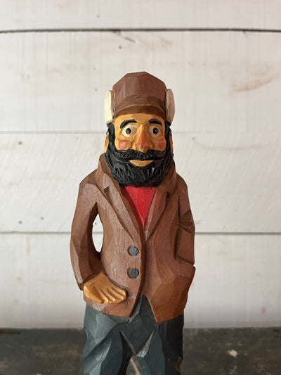 Vintage Wooden Fisherman - Brown Coat - Diamonds & Rust