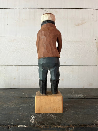Vintage Wooden Fisherman - Brown Coat - Diamonds & Rust