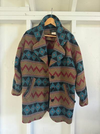 Vintage Wool Coat - Diamonds & Rust