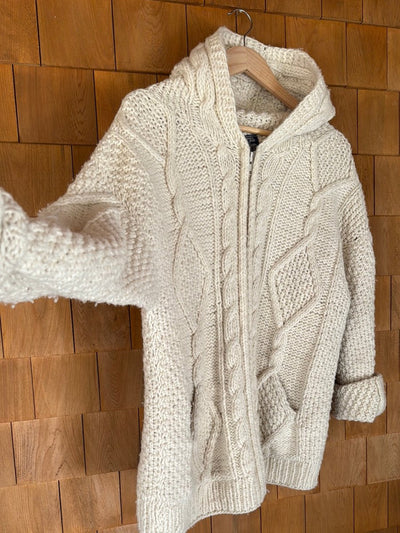Vintage Wool Fisherman's Cardigan Sweater - Diamonds & Rust