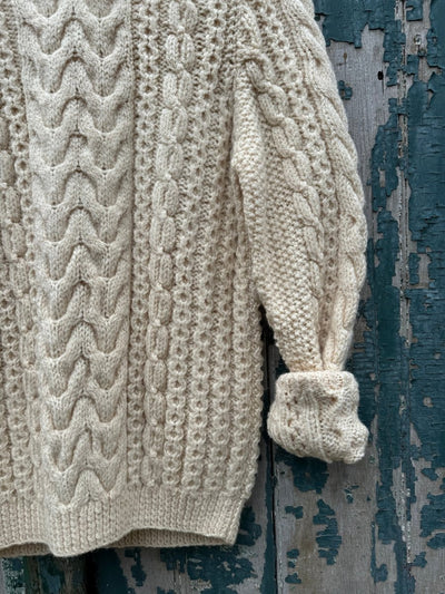 Vintage Wool Fisherman's Sweater - Diamonds & Rust