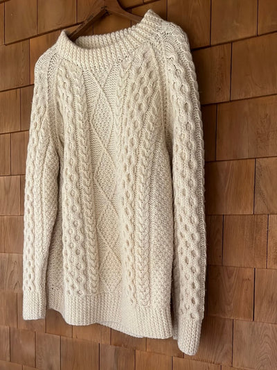 Vintage Wool Fishermen's Cardigan Sweater - Diamonds & Rust