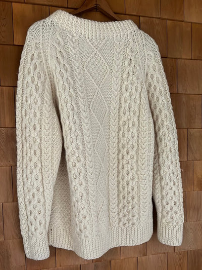 Vintage Wool Fishermen's Cardigan Sweater - Diamonds & Rust