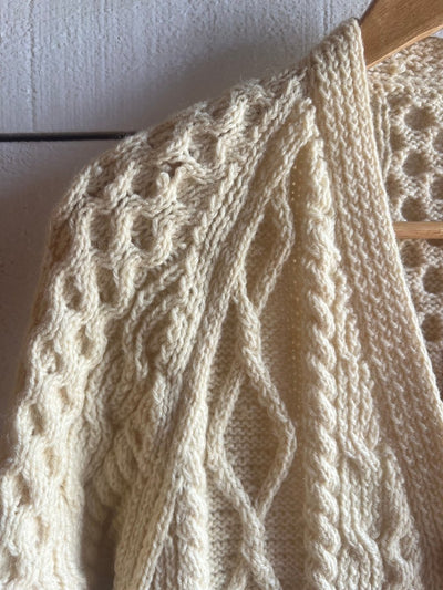 Vintage Wool Fishermen's Cardigan Sweater - Diamonds & Rust
