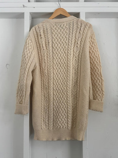 Vintage Wool Fishermen's Sweater Cardigan - Diamonds & Rust