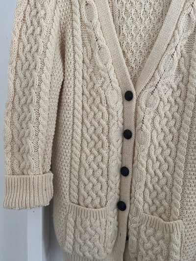 Vintage Wool Fishermen's Sweater Cardigan - Diamonds & Rust