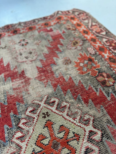 Vintage Worn In Rug - Pink + Orange - Diamonds & Rust