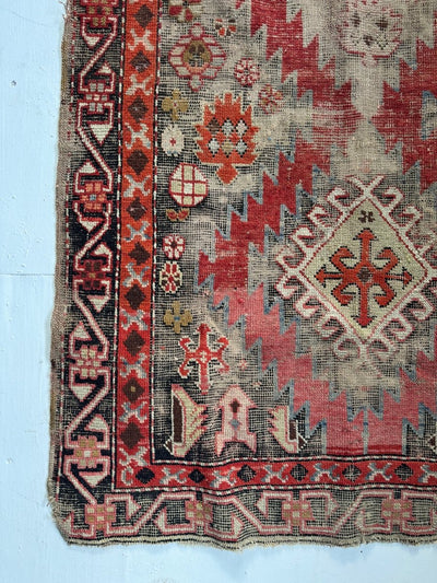 Vintage Worn In Rug - Pink + Orange - Diamonds & Rust