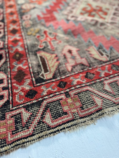 Vintage Worn In Rug - Pink + Orange - Diamonds & Rust