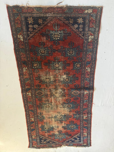 Vintage Worn In Rug - Red - Diamonds & Rust