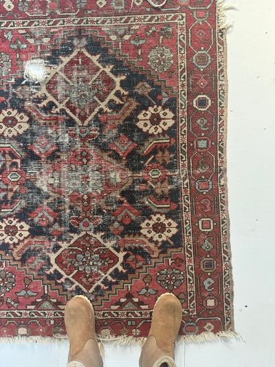 Vintage Worn In Rug - Red - Diamonds & Rust