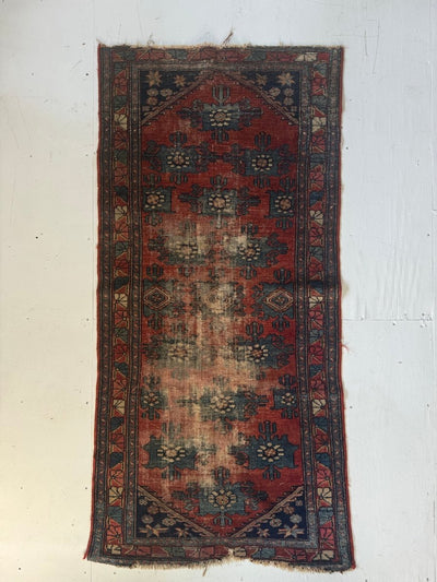 Vintage Worn In Rug - Red - Diamonds & Rust